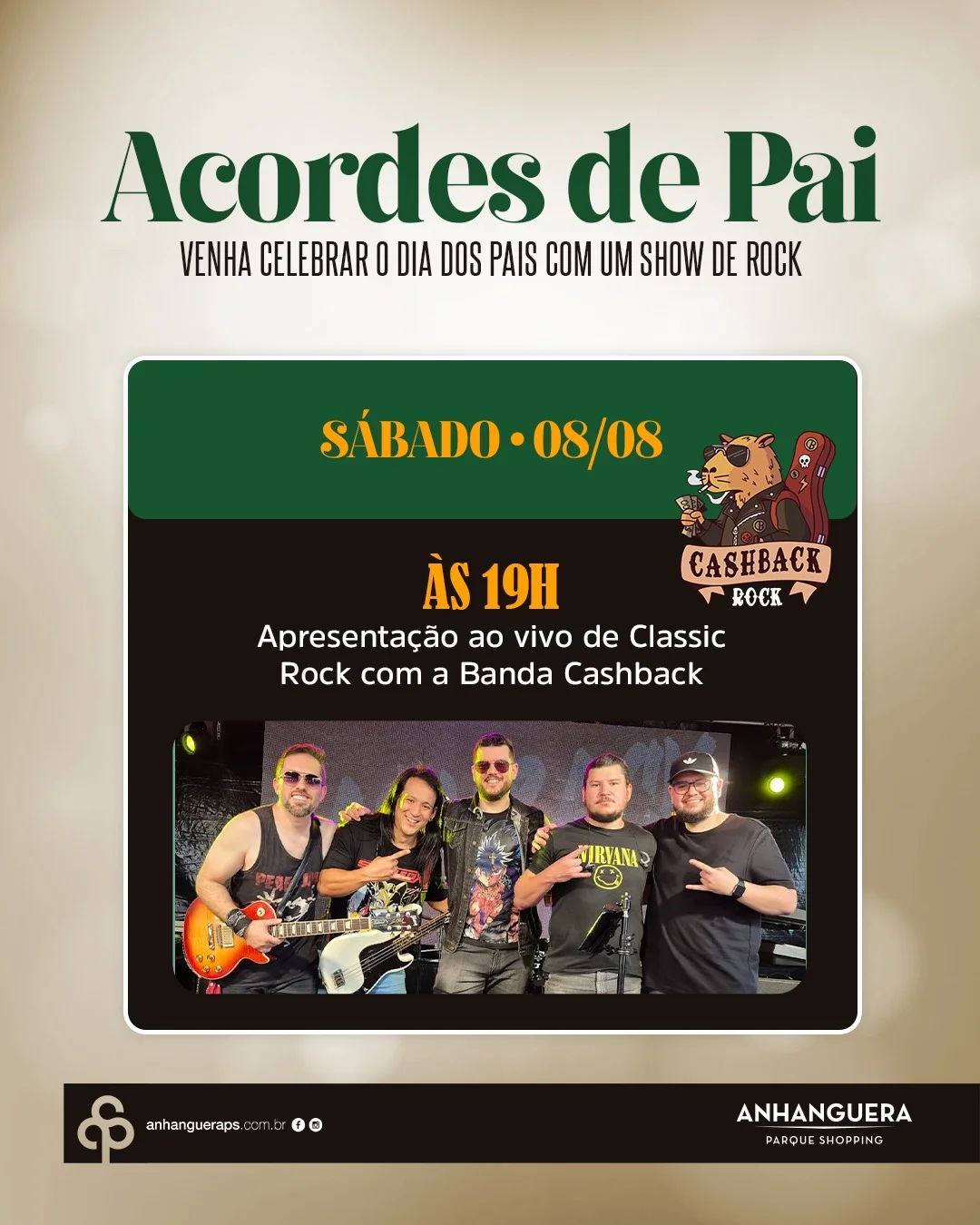 Dia dos Pais no Anhanguera Parque Shopping: Música, Diversão e Momentos Inesquecíveis em Família  Programação gratuita nos dias 8 e 9 de agosto