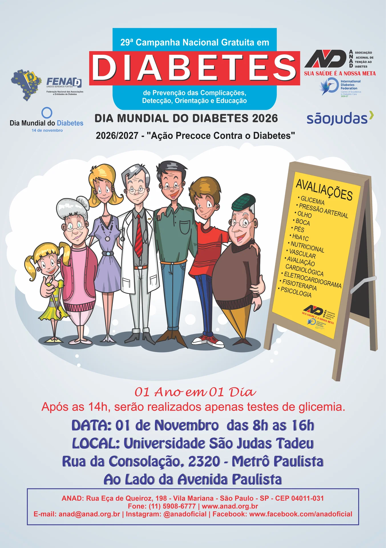São Paulo terá campanha gratuita de exames para detectar o diabetes