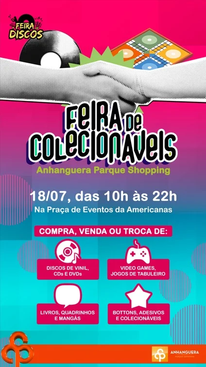 Feira de Colecionáveis reúne apaixonados por cultura pop, games, livros e música no Anhanguera Parque Shopping