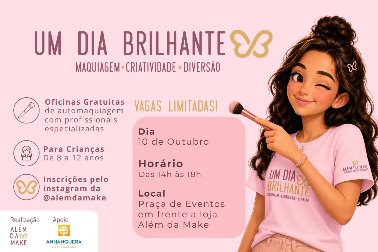 Anhanguera Parque Shopping realiza oficina de automaquiagem para crianças em comemoração ao Dia das Crianças