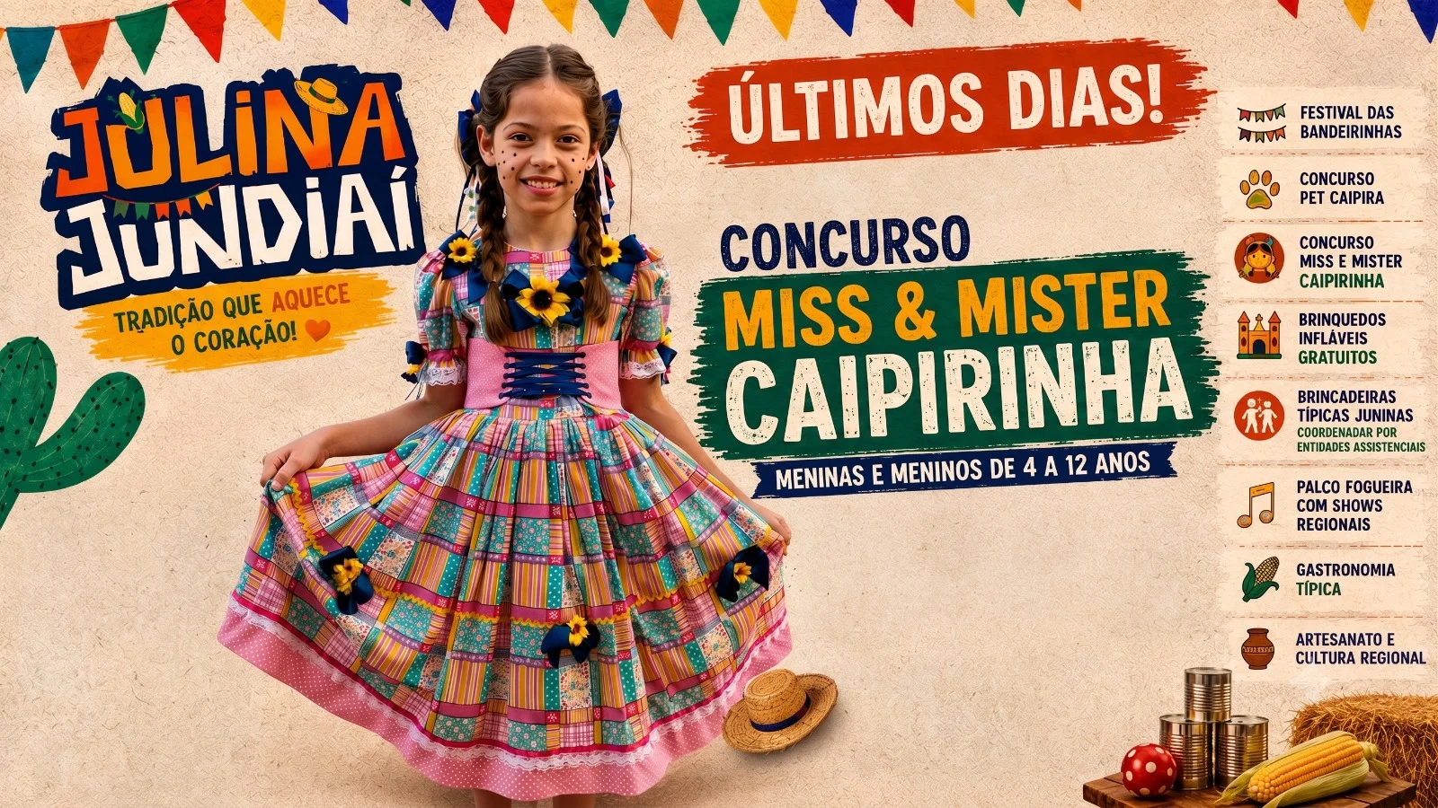 Inscrições para o concurso Miss e Mister Caipirinha da Festa Julina de Jundiaí terminam nesta quarta-feira (15)