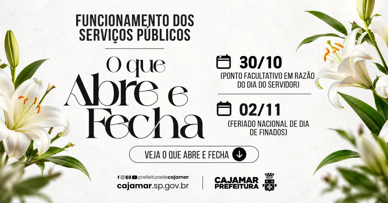 Prefeitura de Cajamar mantém serviços essenciais durante feriado prolongado de Finados