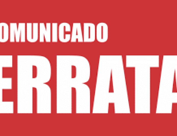 ERRATA – COMUNICADO OFICIAL