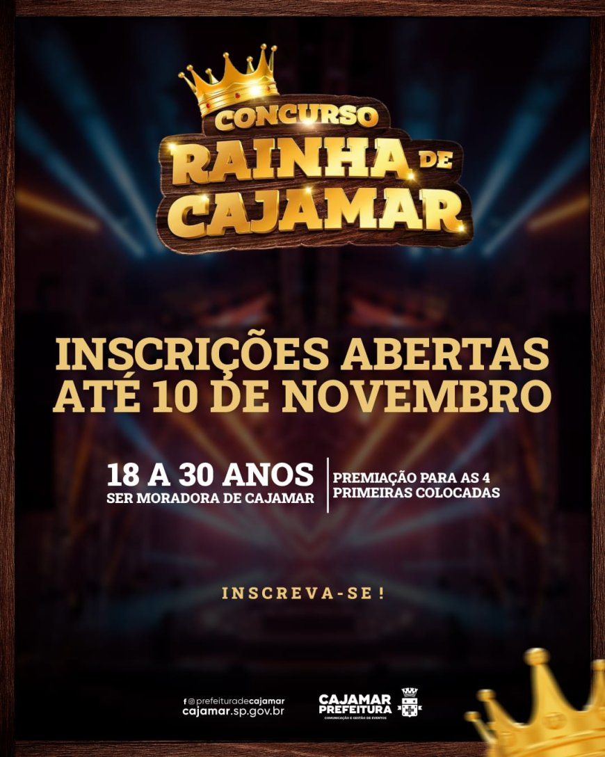 Inscrições para o concurso Rainha de Cajamar 2026 têm início neste sábado