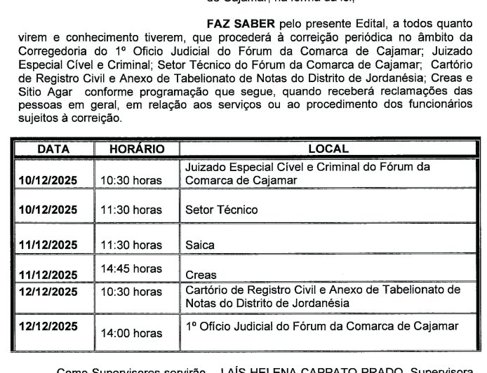 Edital de correição