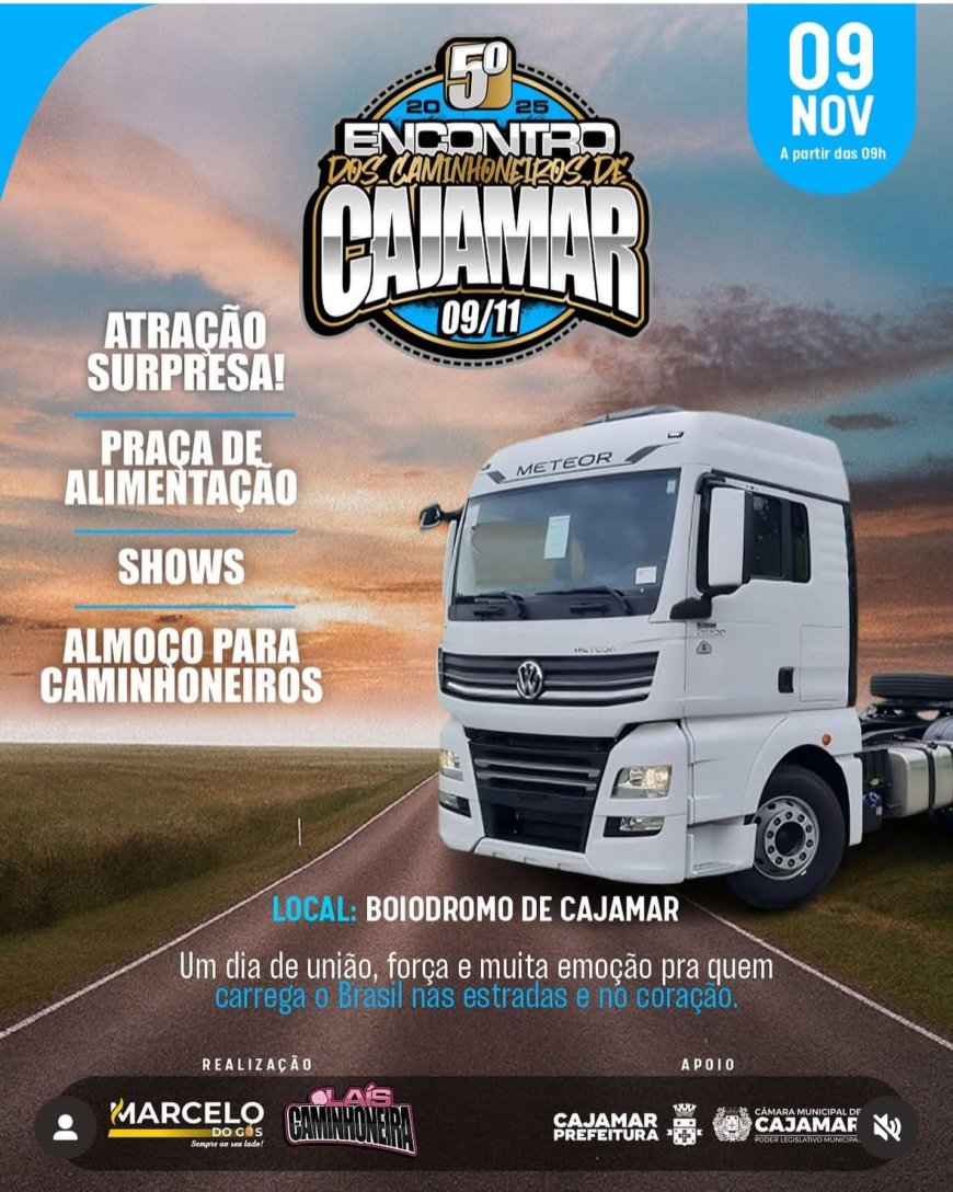 Cajamar recebe o 5º Encontro de Caminhoneiros neste domingo (09/11)