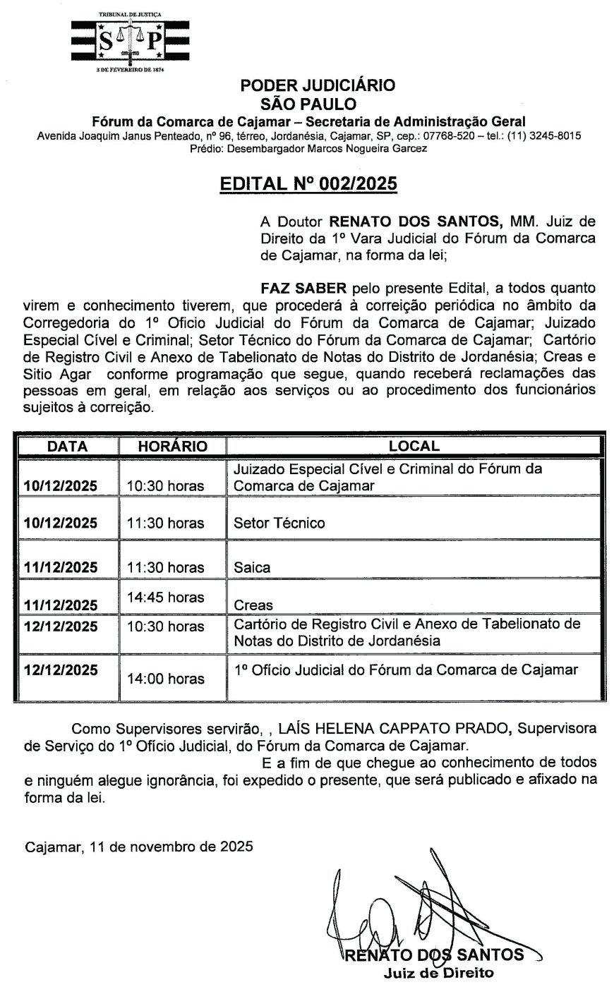 Edital de correição