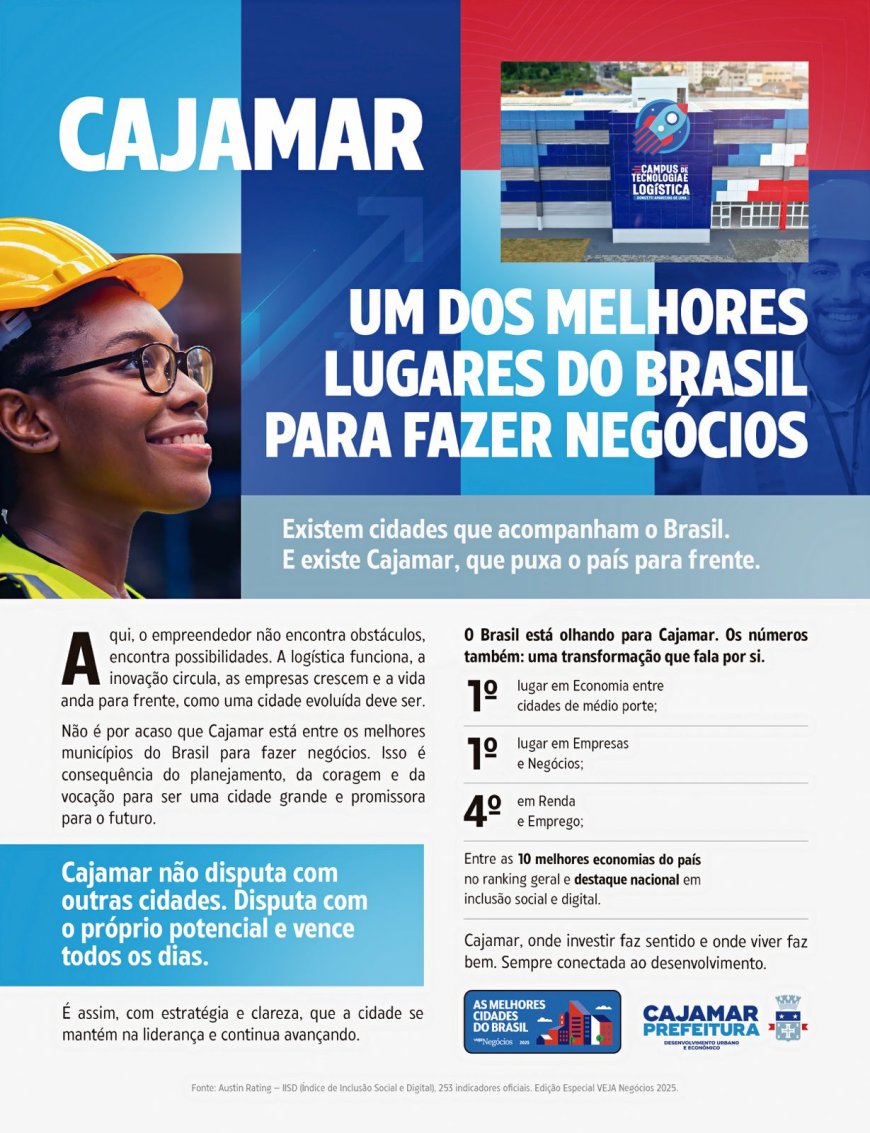Cajamar conquista 1º lugar em Economia no ranking VEJA Negócios 2025