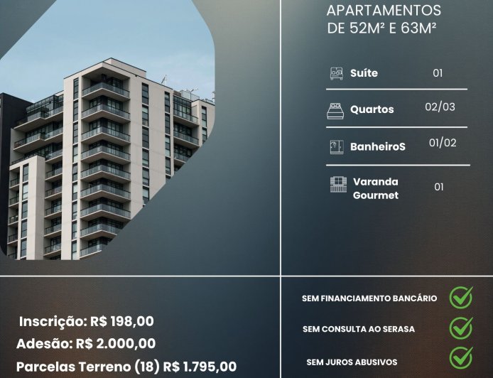 A COOPERATIVA HABITACIONAL SUA CASA , chega à Cajamar , com o propósito de potencializar o acesso da população à tão sonhada casa própria, através de APARTAMENTOS , com 52 m2 , dotados de 02 ( dois) dormitórios , sendo um deles suíte ; dotado de varanda “GOURMET”.