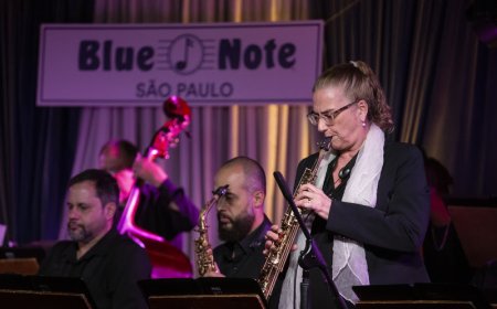 Big Band da Brasil Jazz Sinfônica interpreta grandes nomes da MPB no Blue Note São Paulo, em 7 de fevereiro