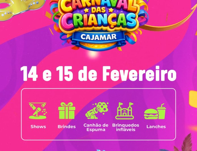 CARNAVAL DAS CRIANÇAS EM CAJAMAR - 14 E 15 DE FEVEREIRO