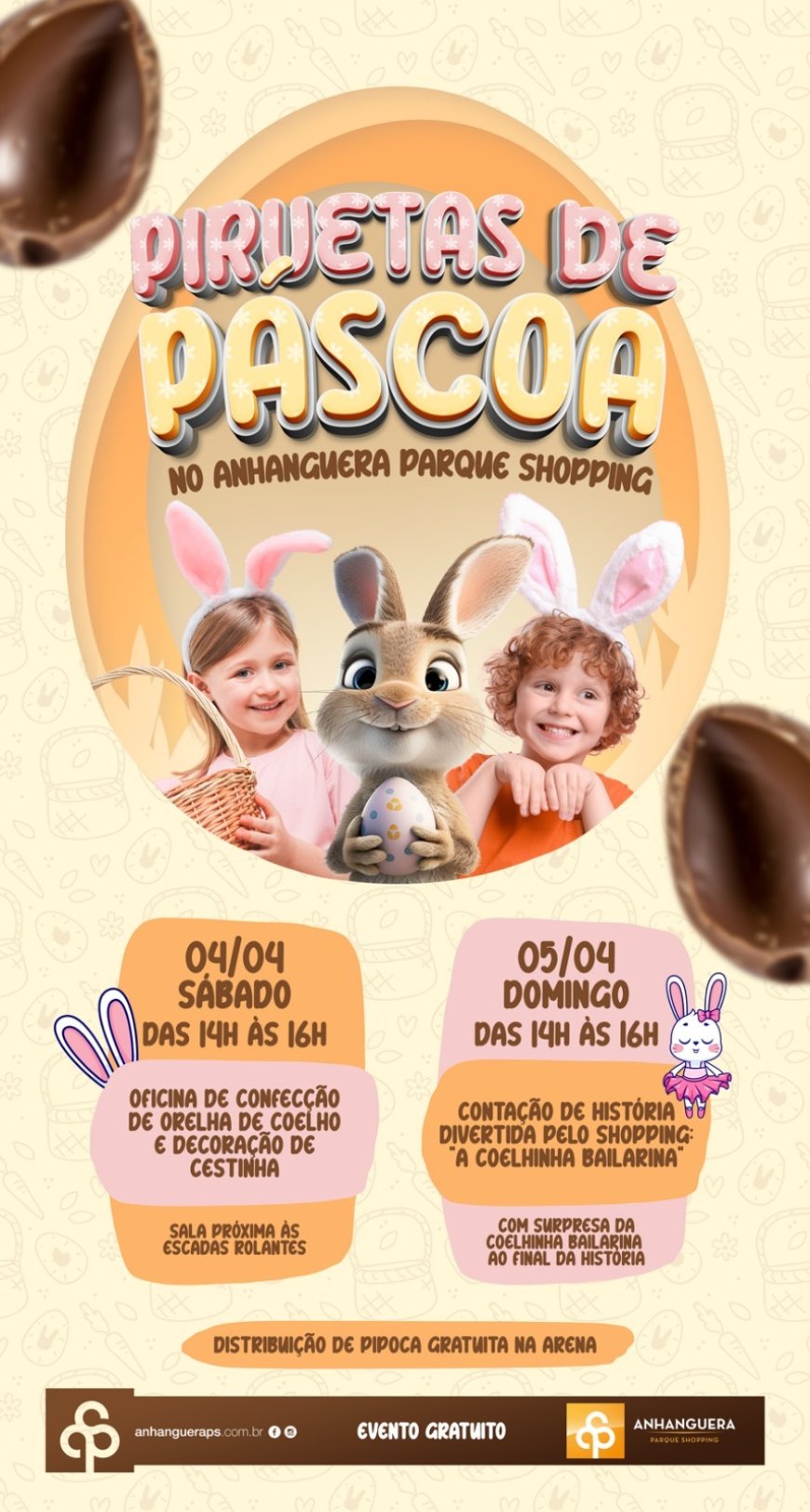 Magia e Diversão: Anhanguera Parque Shopping transforma a Páscoa em um universo de fantasia para as crianças.